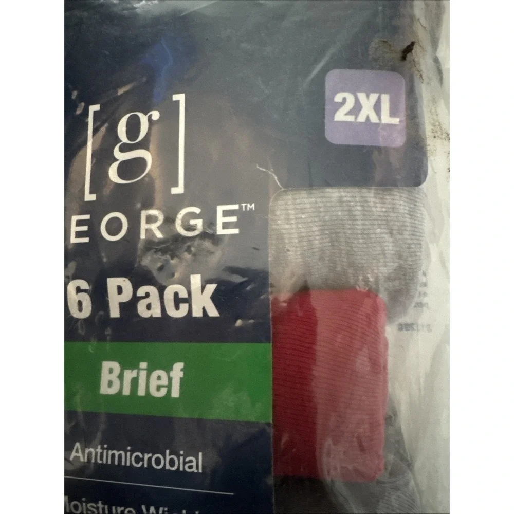 New George 6 Pack Men Sz 2XL Briefs Odor Control Moisture Wicking Tag-Free